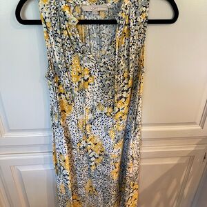 LOFT Yellow and Blue Sleeveless Sundress Midi